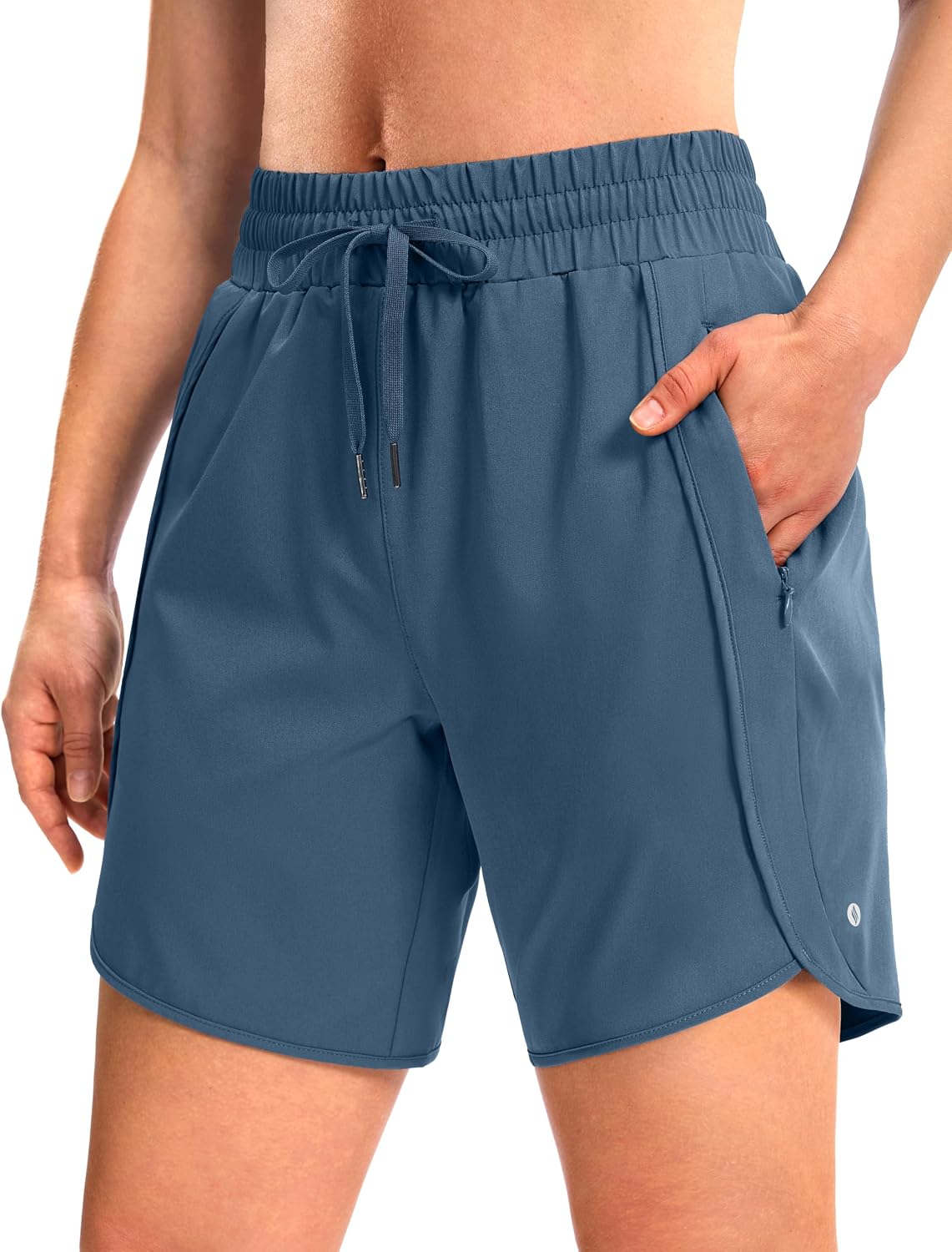 SANTINY Women's 3.5''/5''/7'' Athletic Gym Running Shorts Zipper Pockets | No Liner, High Waisted, Quick Dry, Lightweight, Workout, Shorts for Women