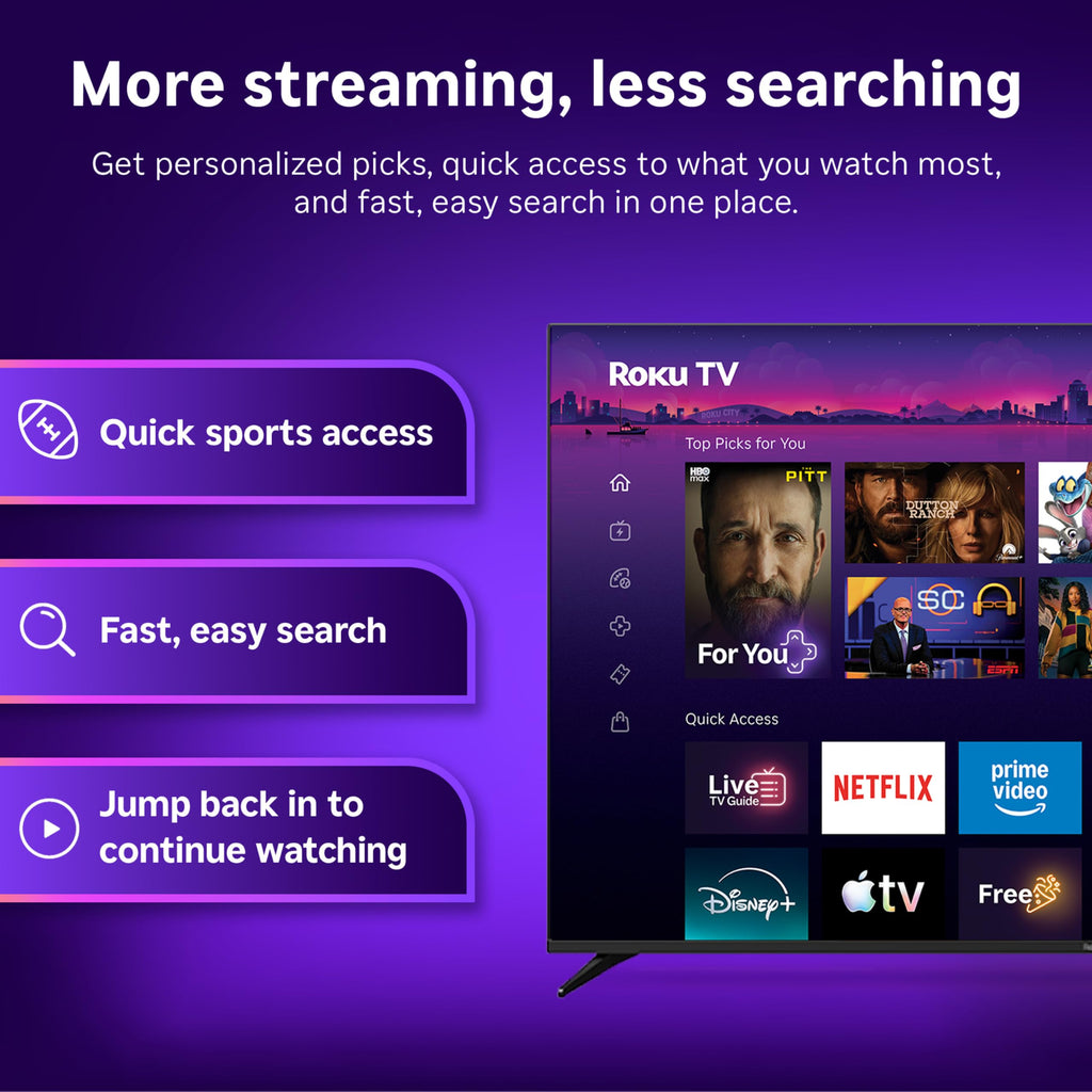 Roku 55-Inch Select Series Smart TV 2026-4K QLED TV - Roku TV | Flat Screen QLED Television with Voice Remote, Wi-Fi & Bluetooth Headphone Mode - Streaming Live Local News, Sports, & Movies