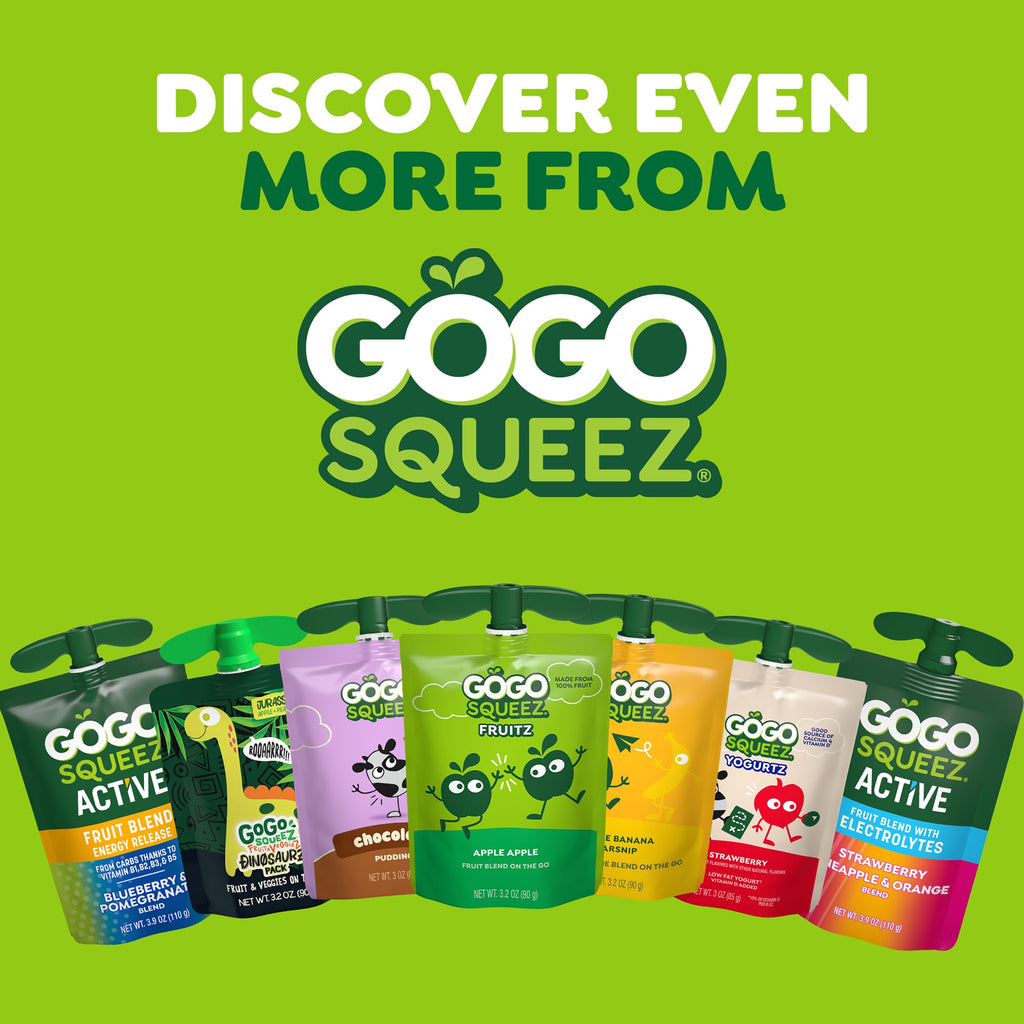 GoGo squeeZ No Sugar Added Organic Fruit & veggieZ Applesauce, 12 Count | Kids On The Go Fruit & Veggie Snack, Peach and Berry; 3.2 Oz Pouches, Gluten and Nut Free, Recloseable Cap, BPA-Free
