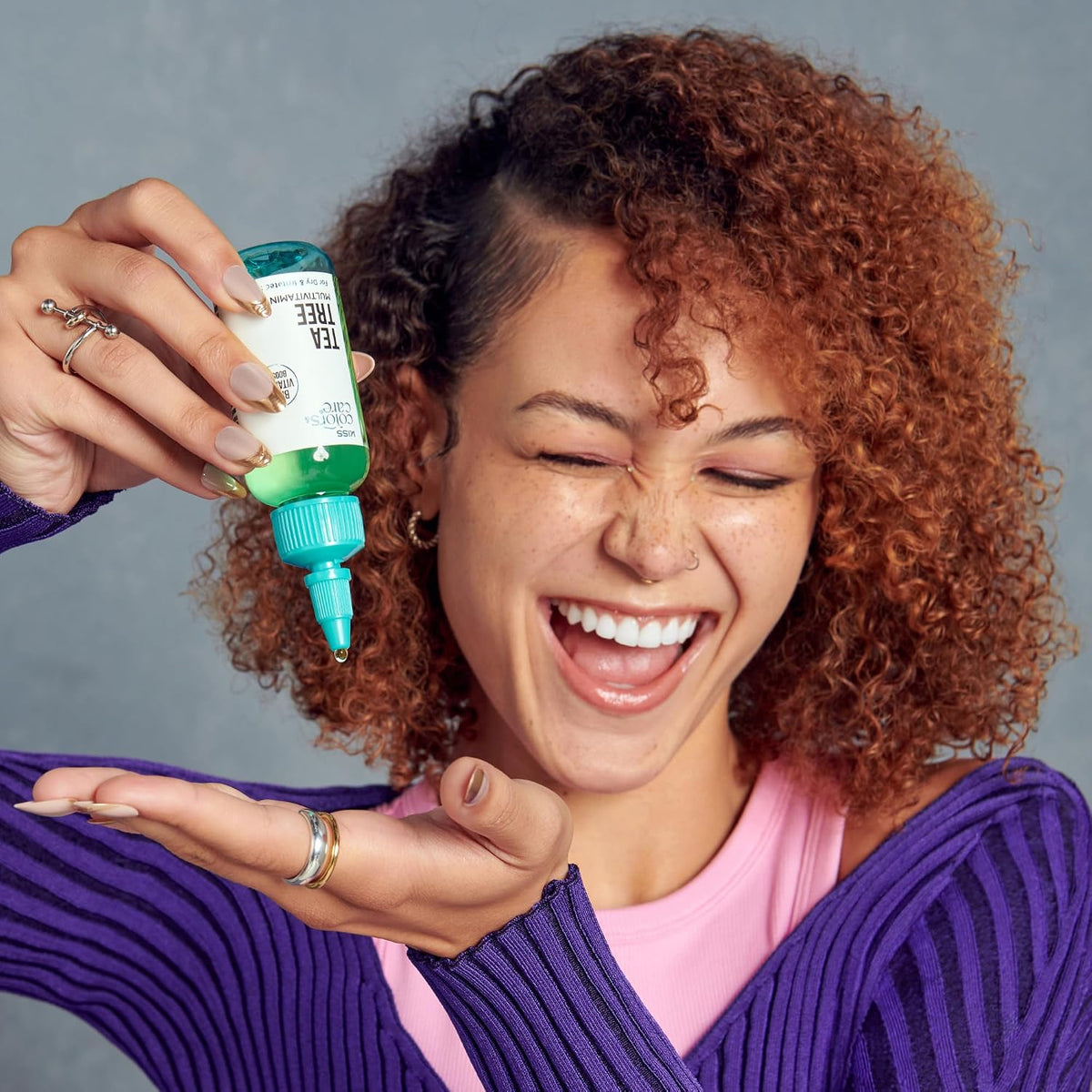 Kiss Colors & Care Tea Tree Multivitamin Oil for Hair & Skincare, Infused with Biotin, Vitamin E and Natural Oils for Long-Lasting Hydration & Repair, 2.5 fl. oz.