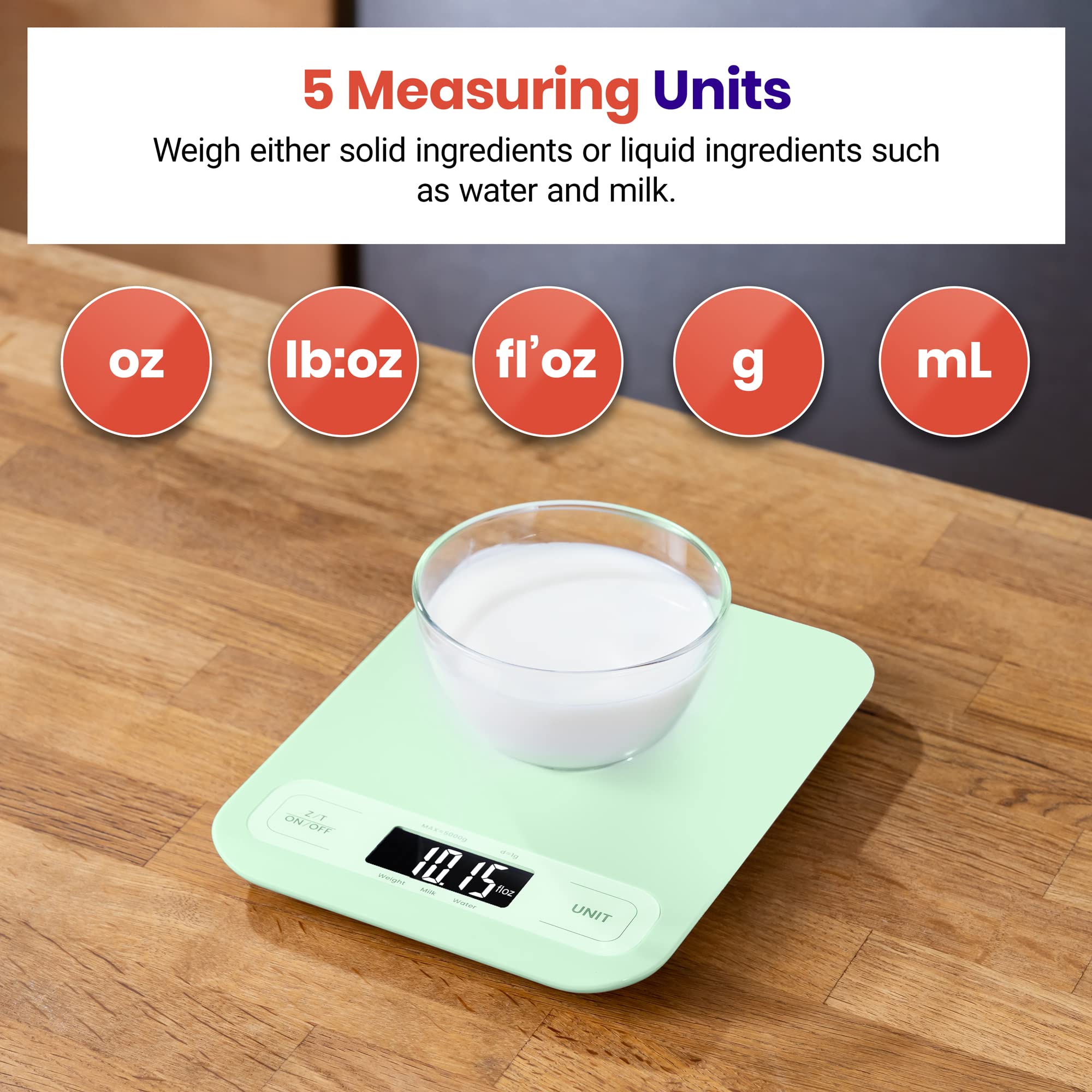 Etekcity Food Kitchen Scale, Digital Grams and Ounces, 11lb | Tare function, ideal for baking, weight loss, keto, meal prep, packages, liquids and jewelry, 304 Stainless Steel