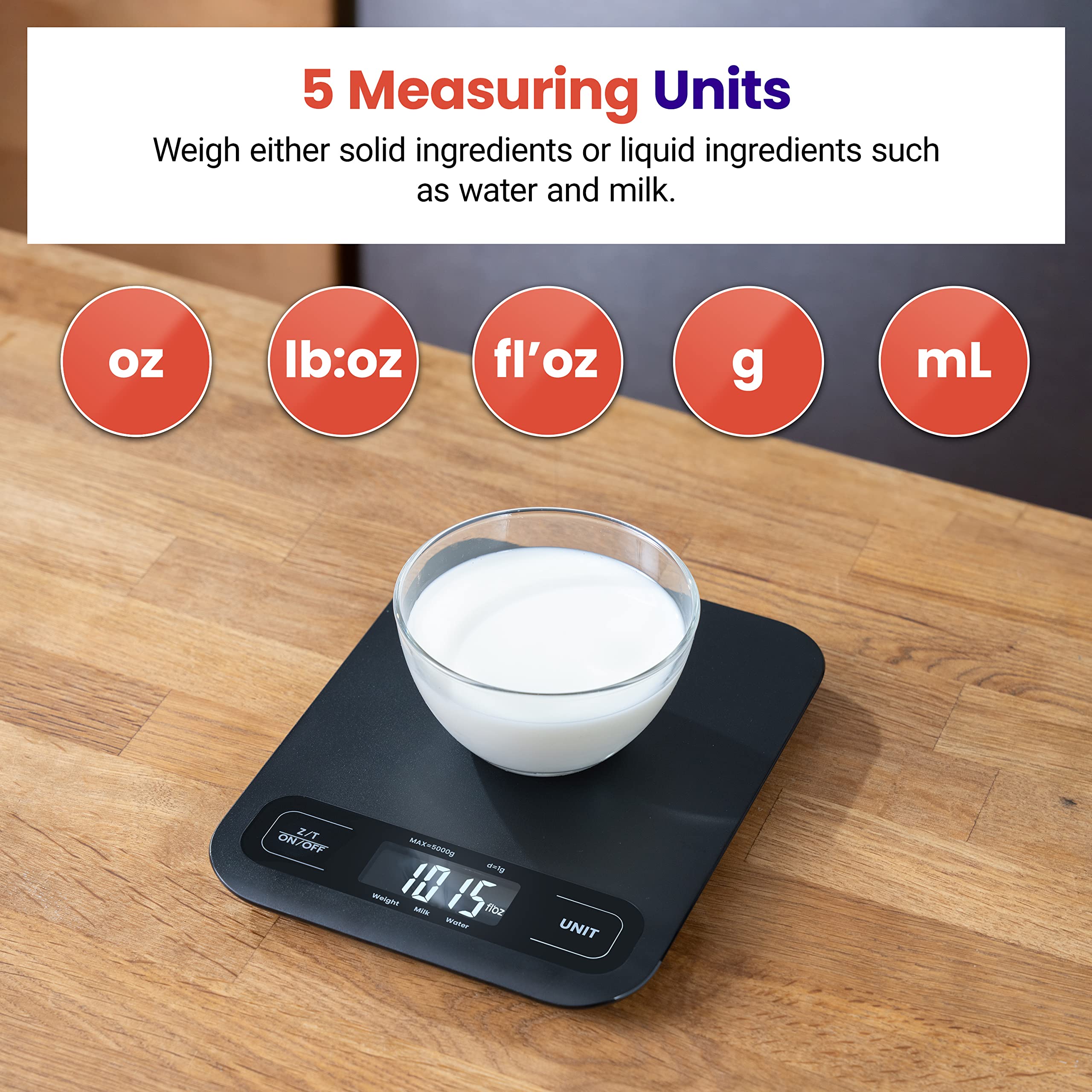 Etekcity Food Kitchen Scale, Digital Grams and Ounces, 11lb | Tare function, ideal for baking, weight loss, keto, meal prep, packages, liquids and jewelry, 304 Stainless Steel