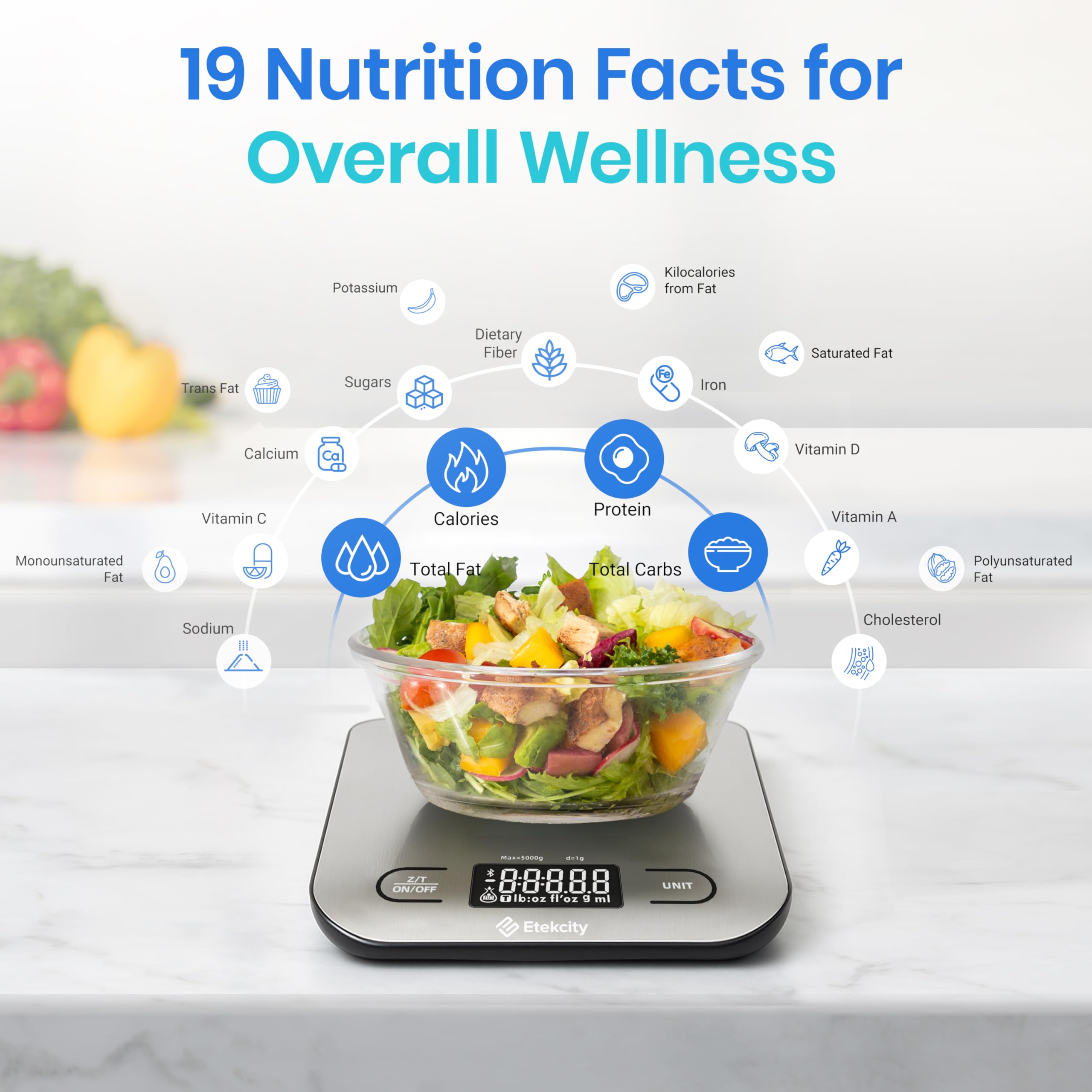 Etekcity Food Kitchen Scale, Digital Grams and Ounces, 11lb | Tare function, ideal for baking, weight loss, keto, meal prep, packages, liquids and jewelry, 304 Stainless Steel