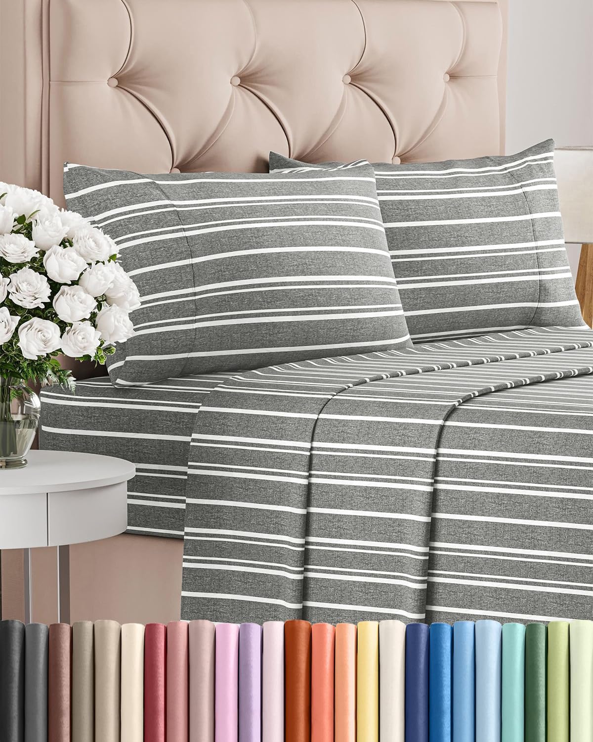 Queen Size 4 Piece Sheet Set - Comfy Breathable & Cooling Sheets - White