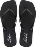 shevalues Slim Square Toe Flip Flops for Women with Comfortable Yoga Mat | Lightweight Non Slip Rubber Sandals for Beach, Shower, Pool & Summer Casual Wear