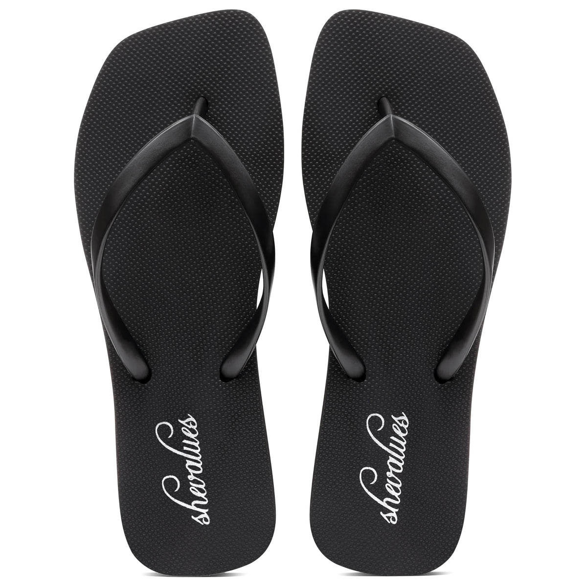 shevalues Slim Square Toe Flip Flops for Women with Comfortable Yoga Mat | Lightweight Non Slip Rubber Sandals for Beach, Shower, Pool & Summer Casual Wear