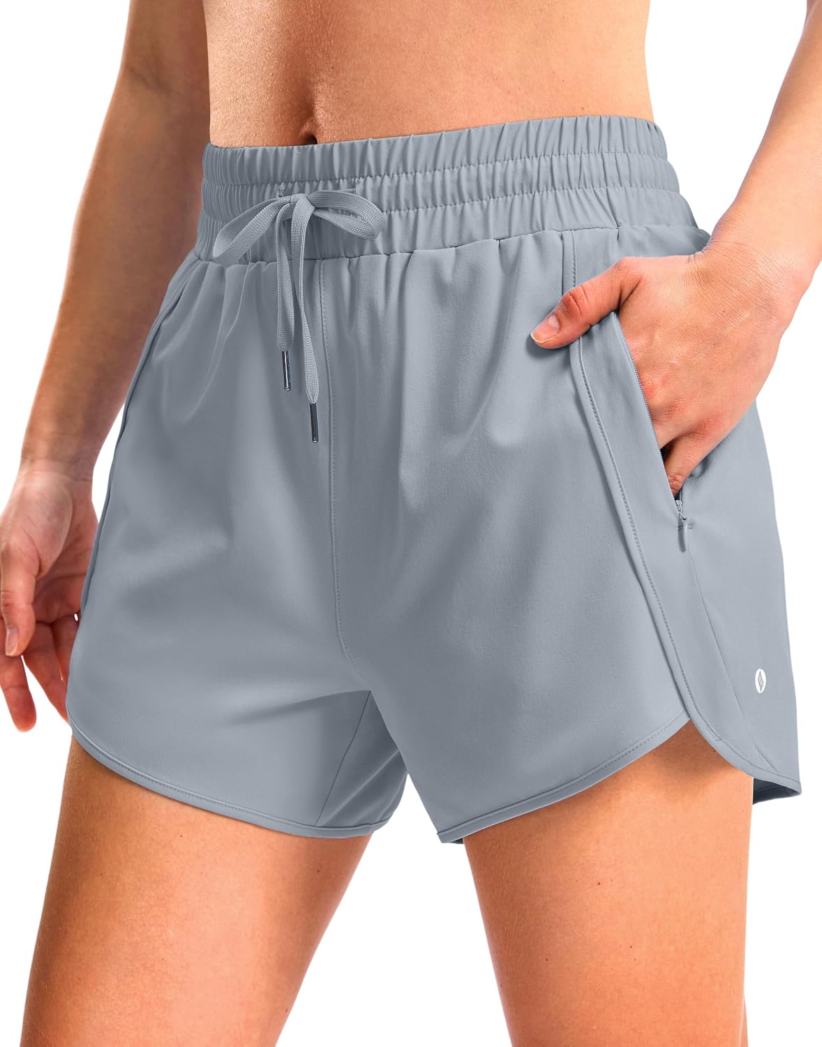 SANTINY Women's 3.5''/5''/7'' Athletic Gym Running Shorts Zipper Pockets | No Liner, High Waisted, Quick Dry, Lightweight, Workout, Shorts for Women