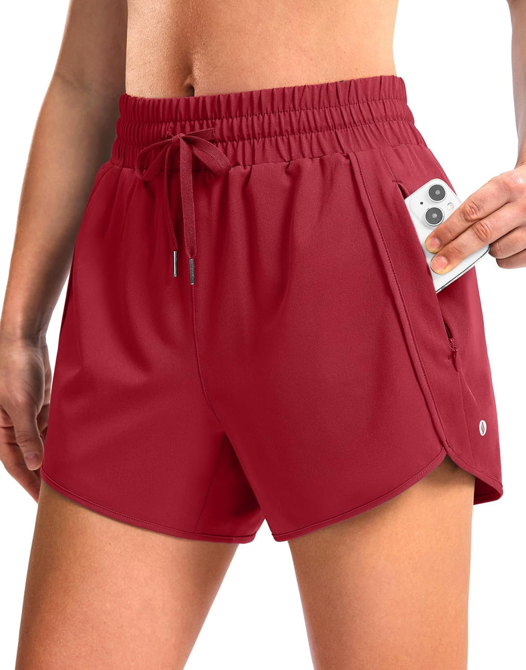 SANTINY Women's 3.5''/5''/7'' Athletic Gym Running Shorts Zipper Pockets | No Liner, High Waisted, Quick Dry, Lightweight, Workout, Shorts for Women