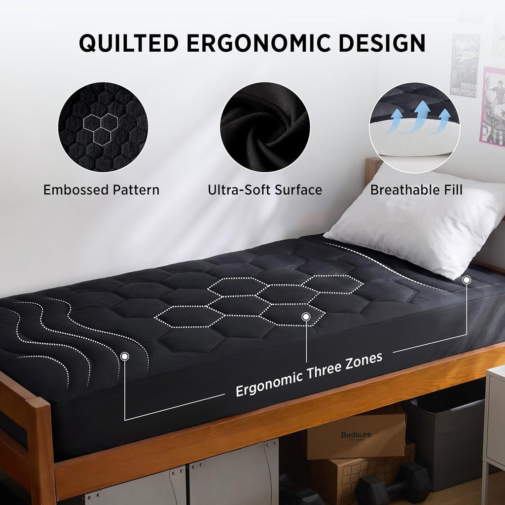 Bedsure Twin XL Mattress Pad - Soft Mattress Topper for College Dorm Room Essentials, Extra Long Twin Quilted Fitted Bed Cover Protector with 8-21 Inches Deep Pocket, Washable, White, 39x80 Inches