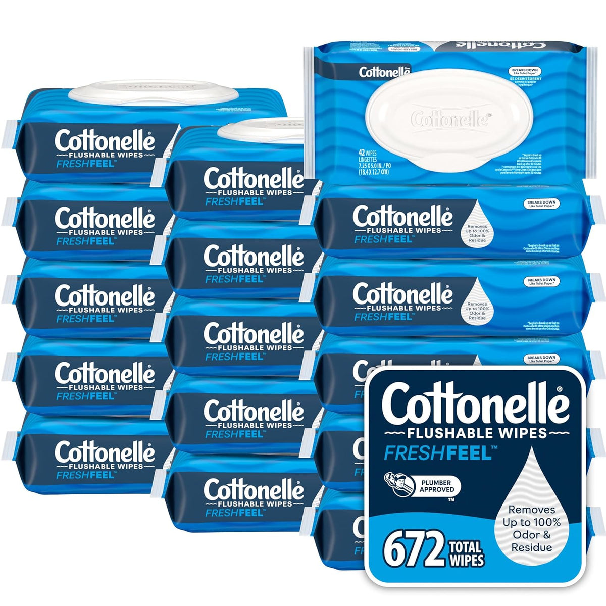 Cottonelle Fresh Feel Flushable Wipes, 8 Packs, 42 Wipes per Pack