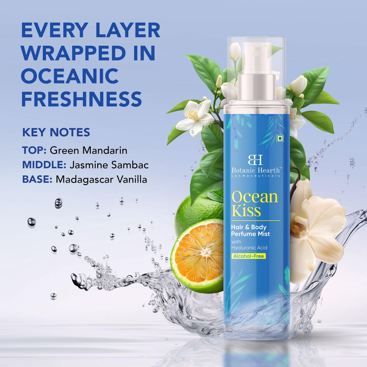Botanic Hearth Vanilla Hair Perfume & Body Mist- 3.4 Fl oz | Long-Lasting Hair Deodorizer & Body Scent, Alcohol-Free Fragrance Hair Spray Everyday Wear, All Day Freshness for Women & Men