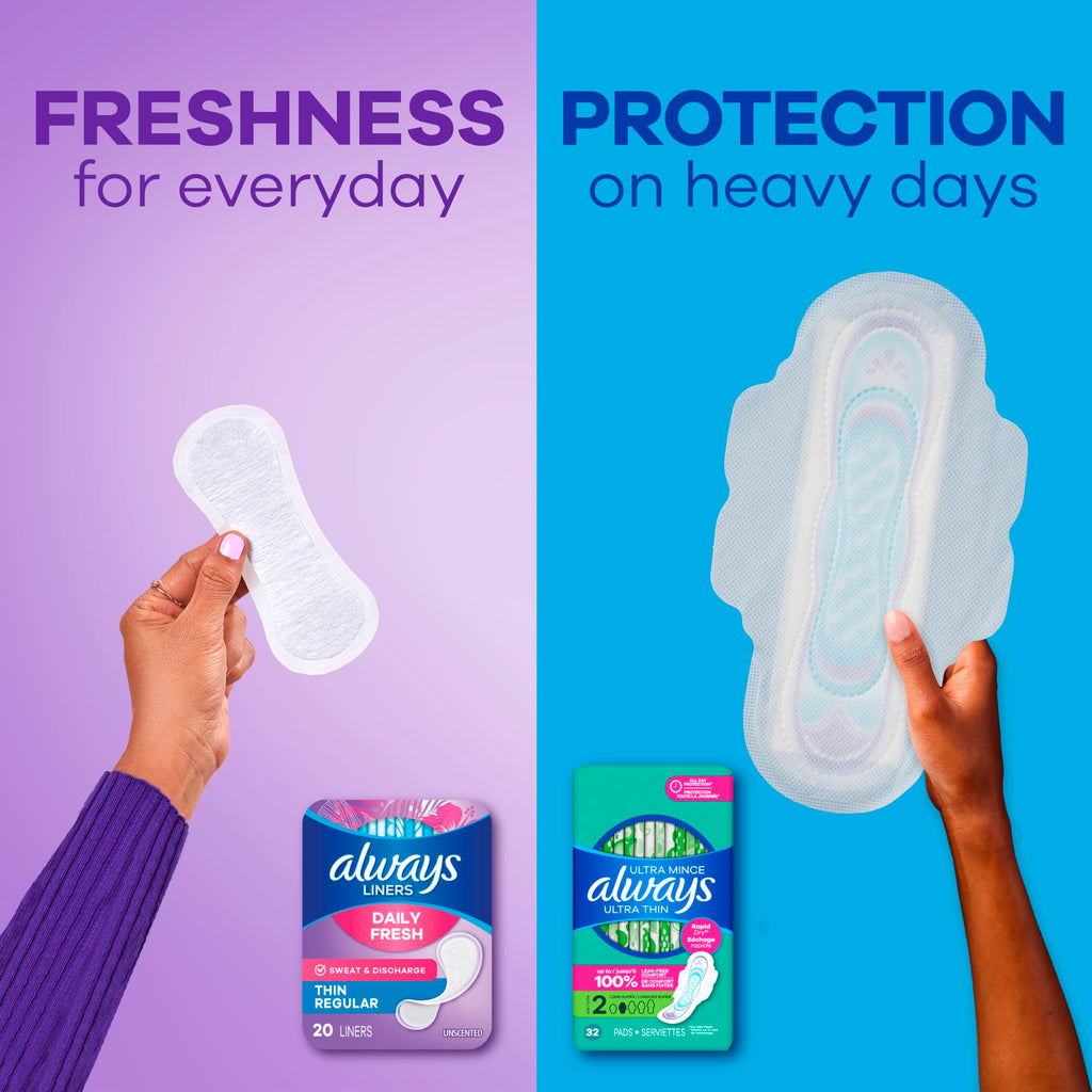 Always Panty Liners for Women Thin No Feel Protection Daily Liners, Regular, Unscented, 162 Count