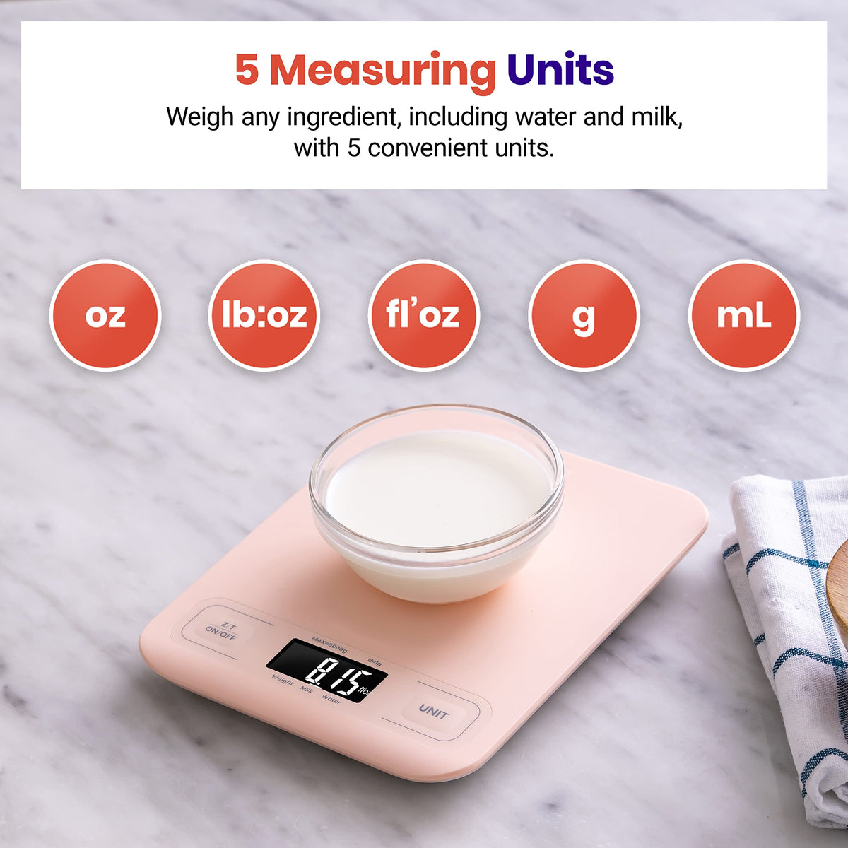 Etekcity Food Kitchen Scale, Digital Grams and Ounces, 11lb | Tare function, ideal for baking, weight loss, keto, meal prep, packages, liquids and jewelry, 304 Stainless Steel