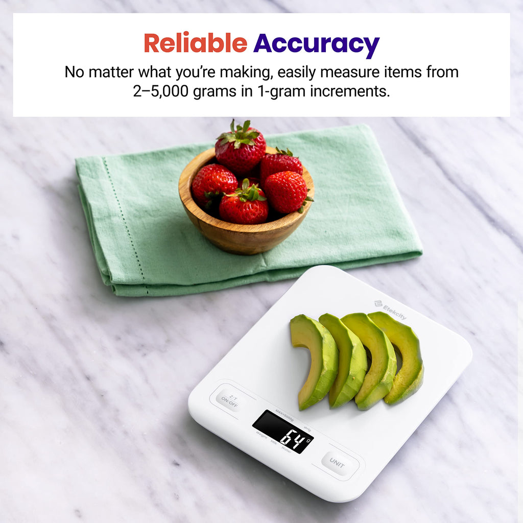 Etekcity Food Kitchen Scale, Digital Grams and Ounces, 11lb | Tare function, ideal for baking, weight loss, keto, meal prep, packages, liquids and jewelry, 304 Stainless Steel
