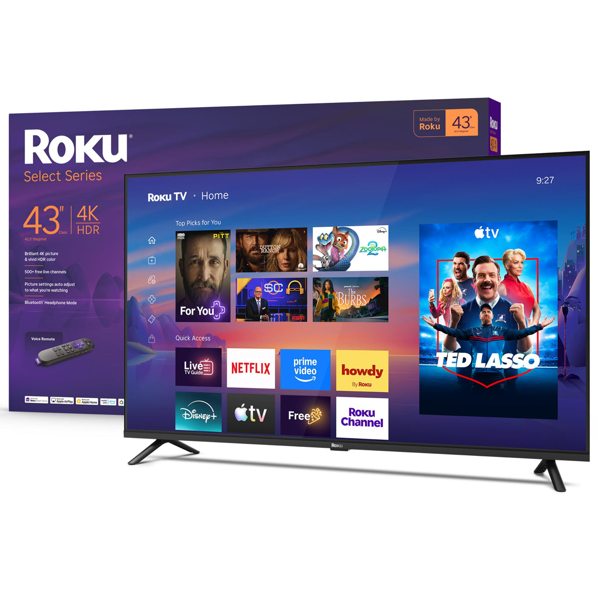 Roku 55-Inch Select Series Smart TV 2026-4K QLED TV - Roku TV | Flat Screen QLED Television with Voice Remote, Wi-Fi & Bluetooth Headphone Mode - Streaming Live Local News, Sports, & Movies