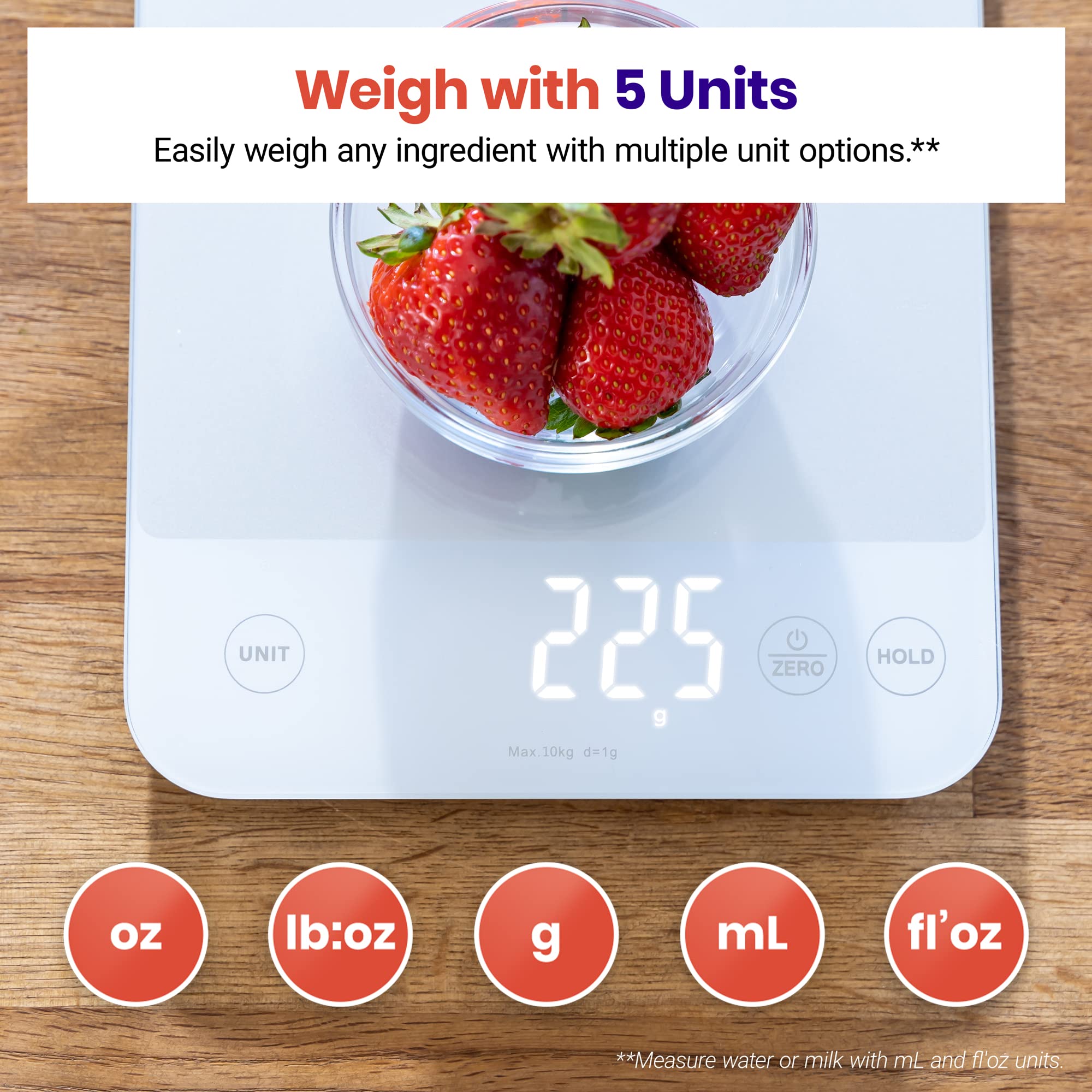 Etekcity Food Kitchen Scale, Digital Grams and Ounces, 11lb | Tare function, ideal for baking, weight loss, keto, meal prep, packages, liquids and jewelry, 304 Stainless Steel
