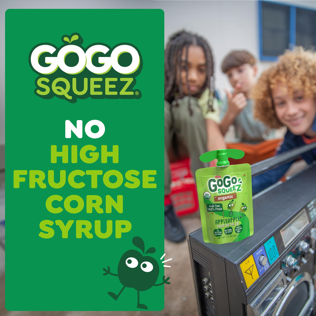 GoGo squeeZ No Sugar Added Organic Fruit & veggieZ Applesauce, 12 Count | Kids On The Go Fruit & Veggie Snack, Peach and Berry; 3.2 Oz Pouches, Gluten and Nut Free, Recloseable Cap, BPA-Free