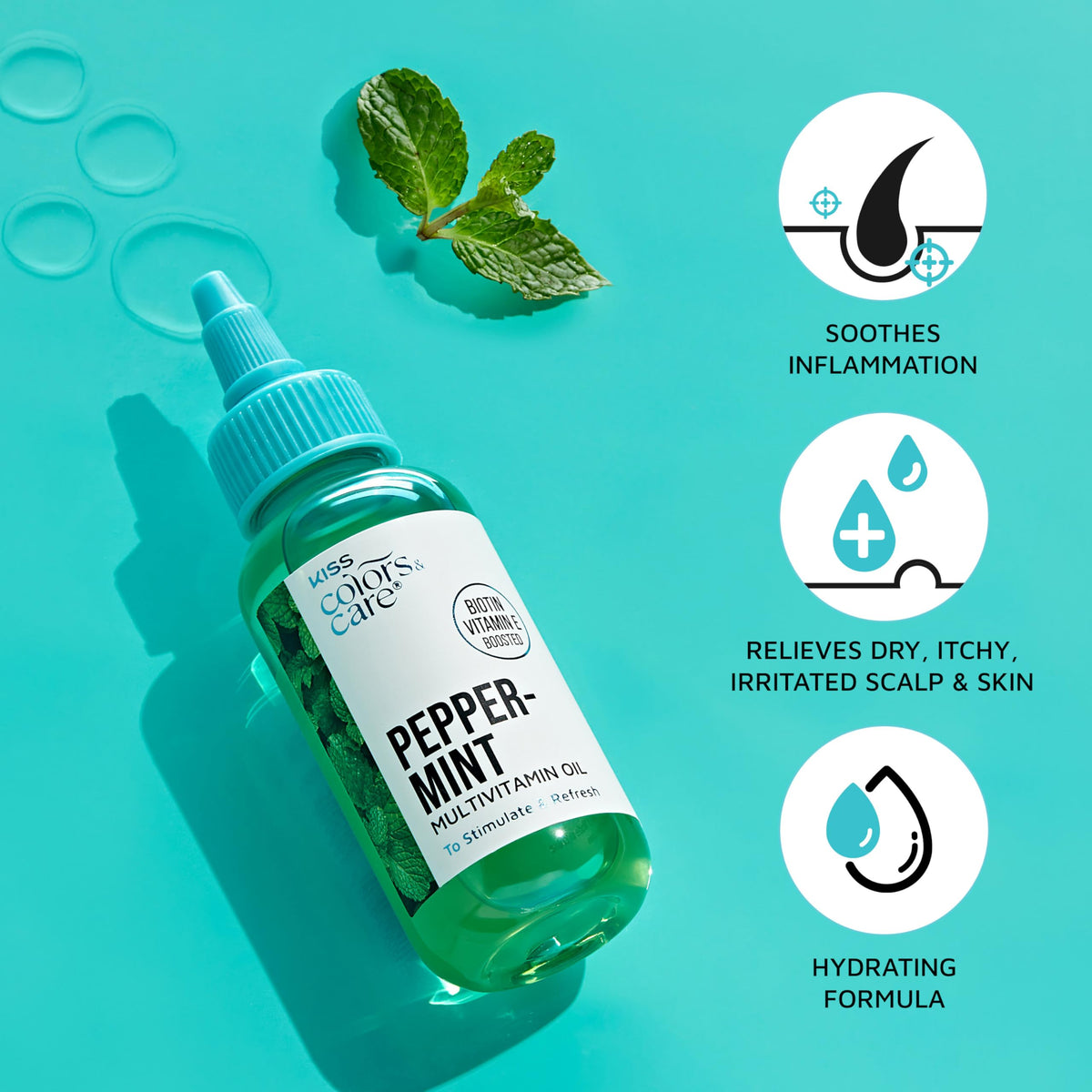 Kiss Colors & Care Tea Tree Multivitamin Oil for Hair & Skincare, Infused with Biotin, Vitamin E and Natural Oils for Long-Lasting Hydration & Repair, 2.5 fl. oz.