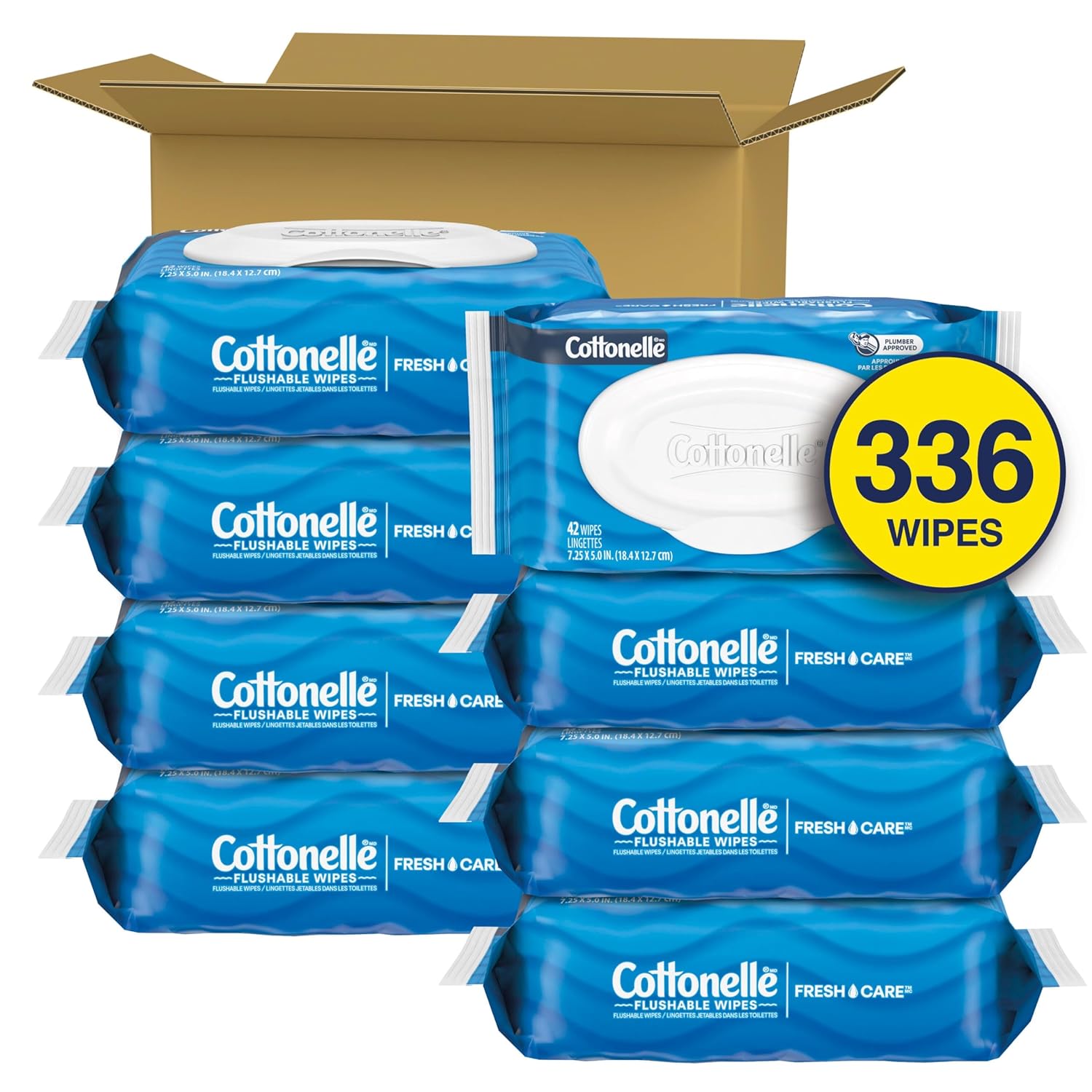 Cottonelle Fresh Feel Flushable Wipes, 8 Packs, 42 Wipes per Pack