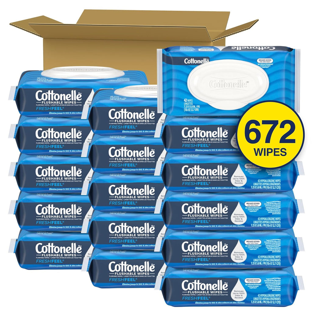 Cottonelle Fresh Feel Flushable Wipes, 8 Packs, 42 Wipes per Pack