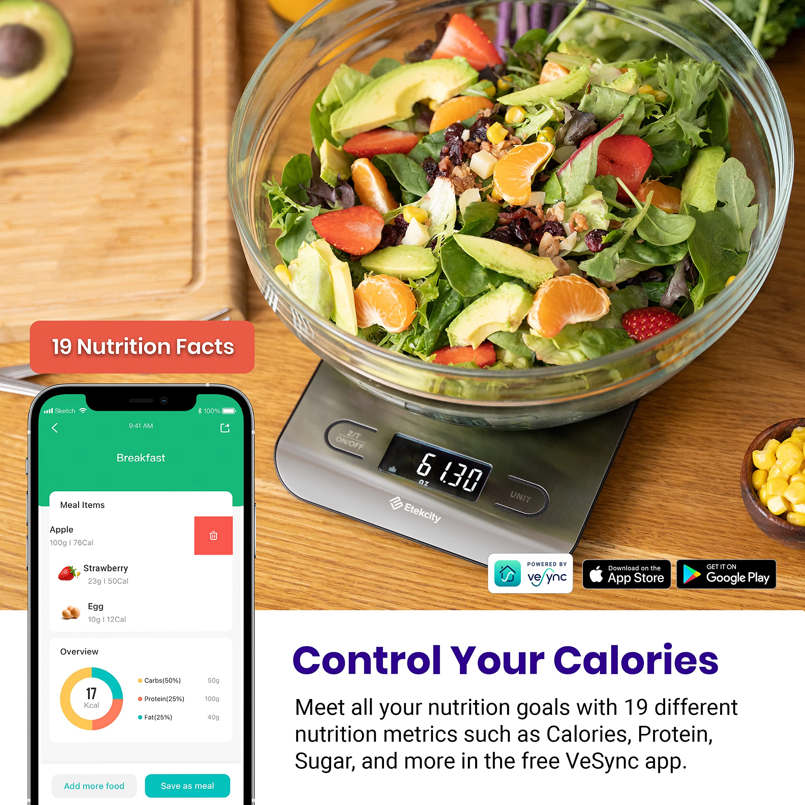Etekcity Food Kitchen Scale, Digital Grams and Ounces, 11lb | Tare function, ideal for baking, weight loss, keto, meal prep, packages, liquids and jewelry, 304 Stainless Steel