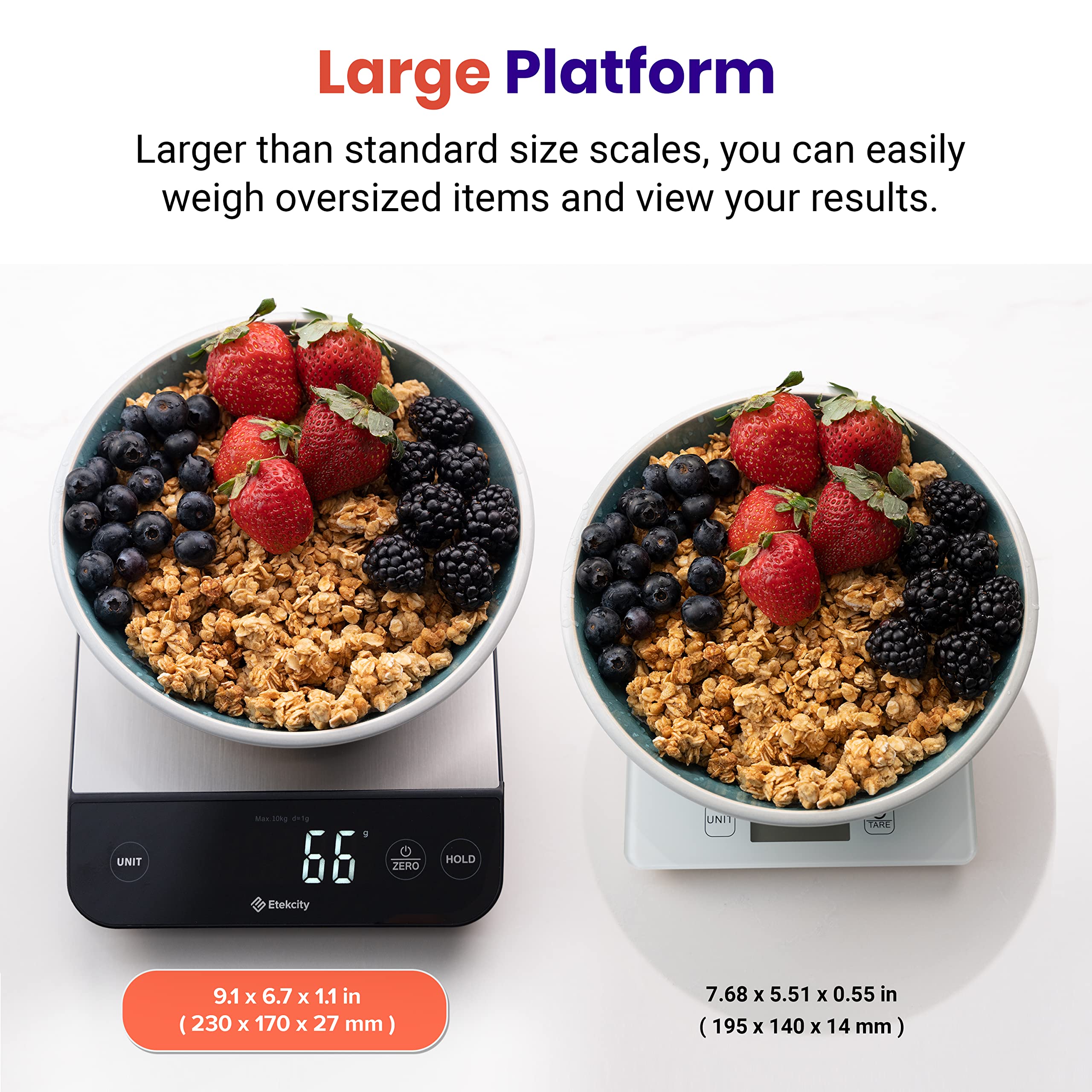 Etekcity Food Kitchen Scale, Digital Grams and Ounces, 11lb | Tare function, ideal for baking, weight loss, keto, meal prep, packages, liquids and jewelry, 304 Stainless Steel