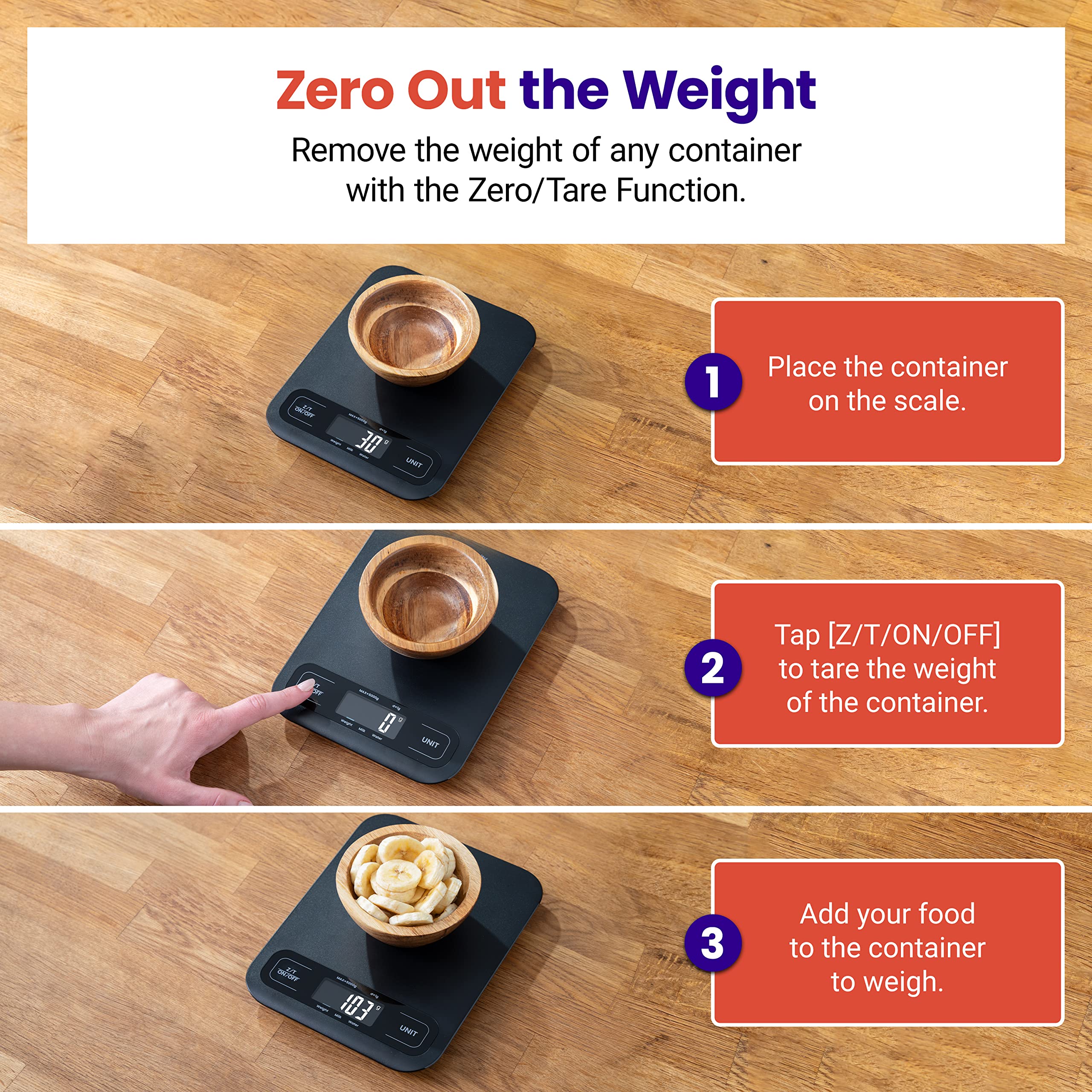 Etekcity Food Kitchen Scale, Digital Grams and Ounces, 11lb | Tare function, ideal for baking, weight loss, keto, meal prep, packages, liquids and jewelry, 304 Stainless Steel