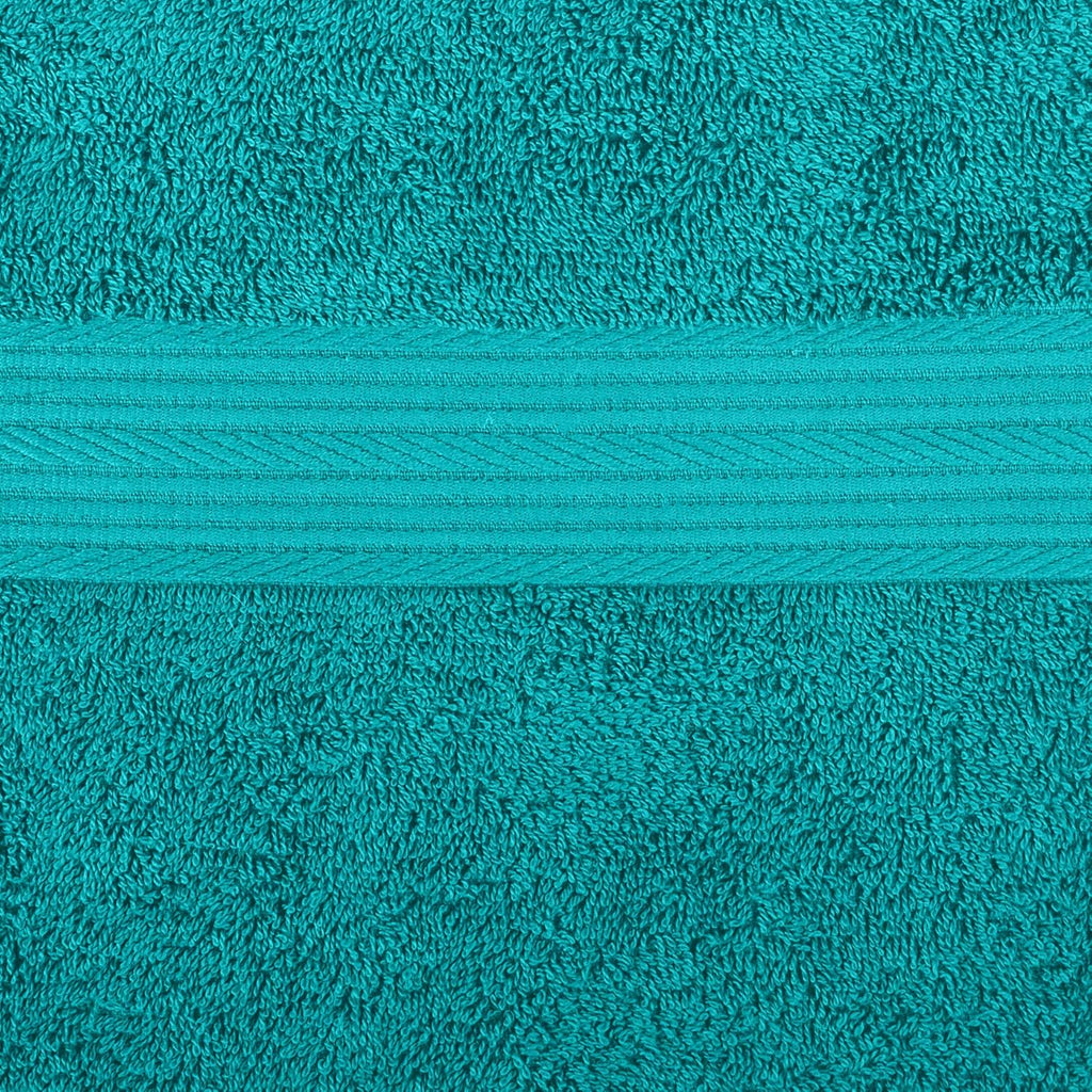 Amazon Basics 6-Piece Oversized Fade-Resistant Towel Set, 100% Cotton, Highly Absorbent, Soft, Teal, 2 Bath Towels, 2 Hand Towels, 2 Washcloths