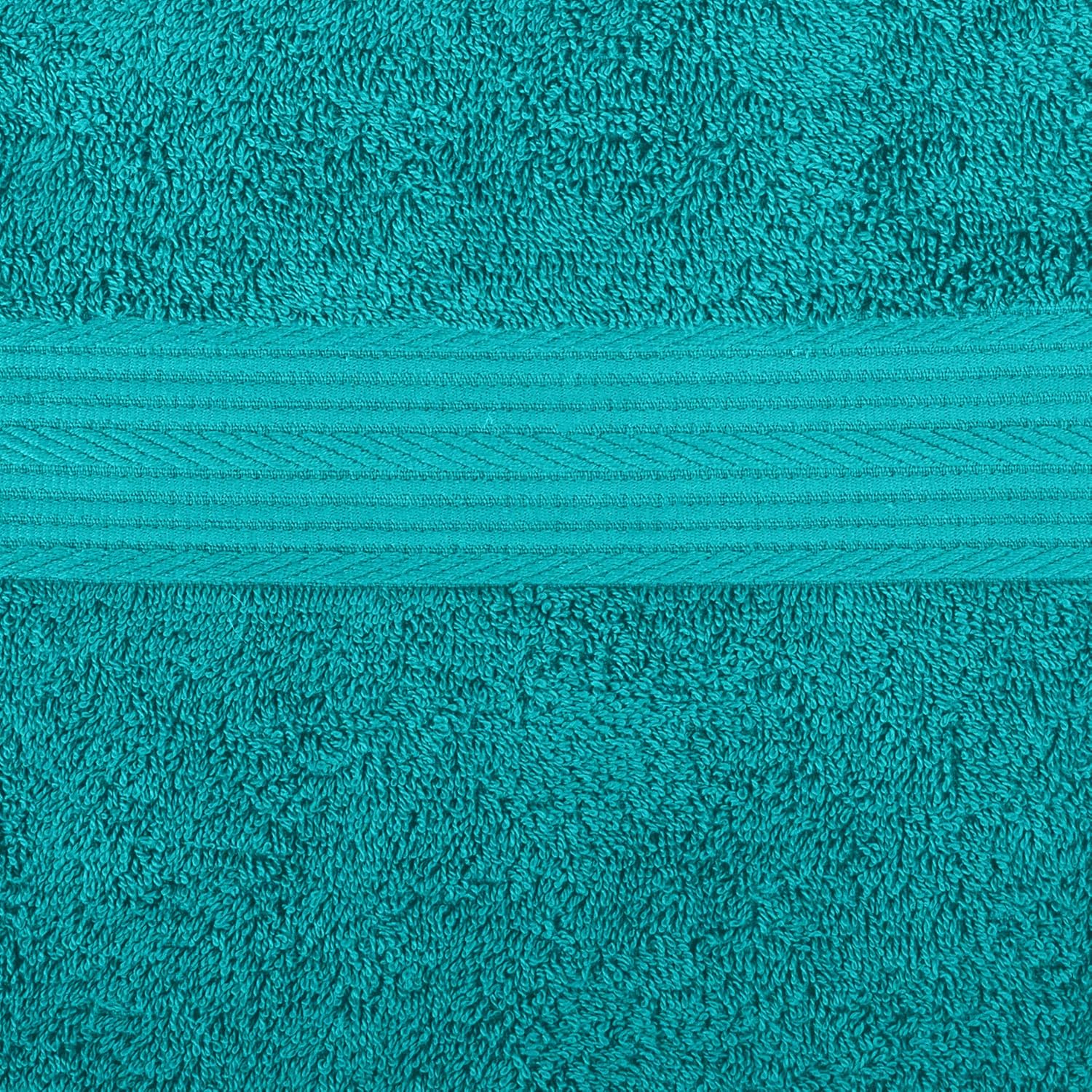 Amazon Basics 6-Piece Oversized Fade-Resistant Towel Set, 100% Cotton, Highly Absorbent, Soft, Teal, 2 Bath Towels, 2 Hand Towels, 2 Washcloths