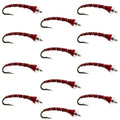 Mercury Red Blood Midge - Glass Bead Head 12 Flies Size 18