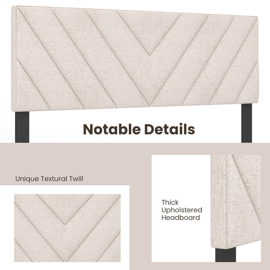 Linen Upholstered Headboard for Full and Queen Size Bed Frames