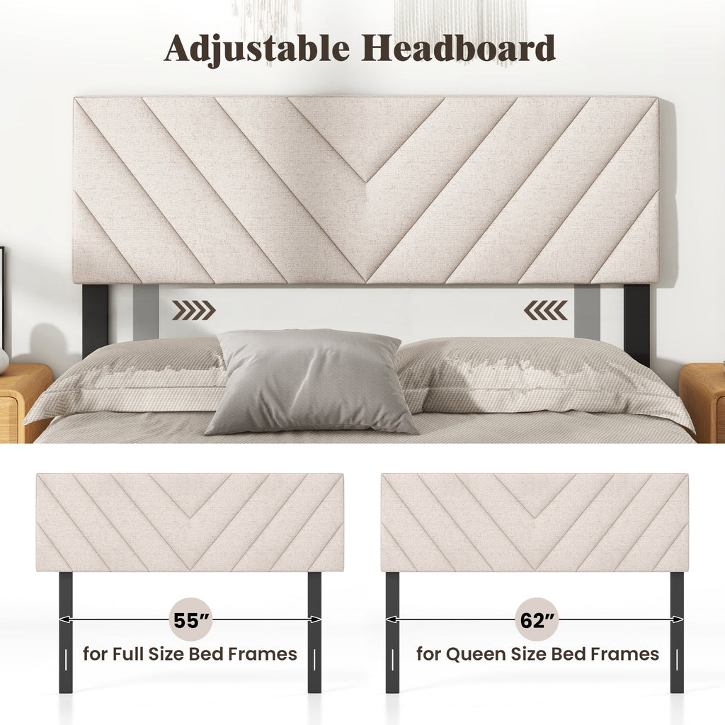 Linen Upholstered Headboard for Full and Queen Size Bed Frames