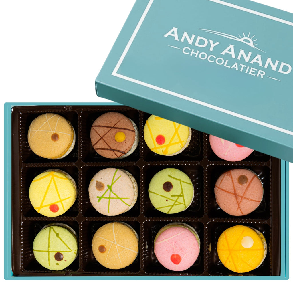 Andy Anand French Macarons, 12-Piece Gift Box – Gluten-Free, Made Fresh Daily, Assorted Gourmet Flavors – Birthday, Holiday & Celebration